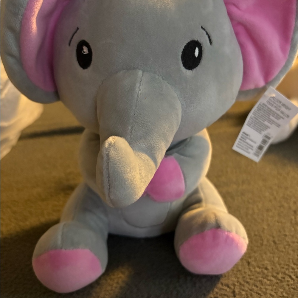 Gray and Pink Elephant ballon Weight Plush -NWT